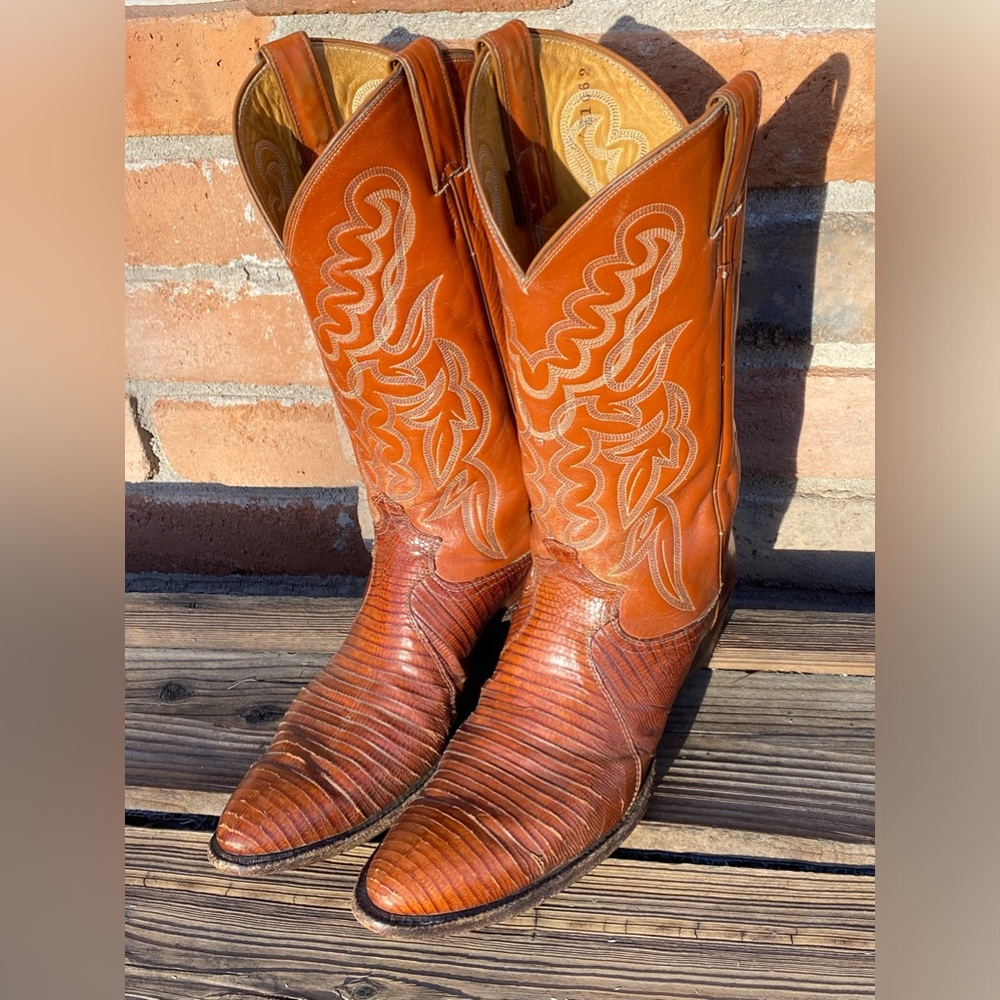 Justin Lizard Cowboy Boots Vintage